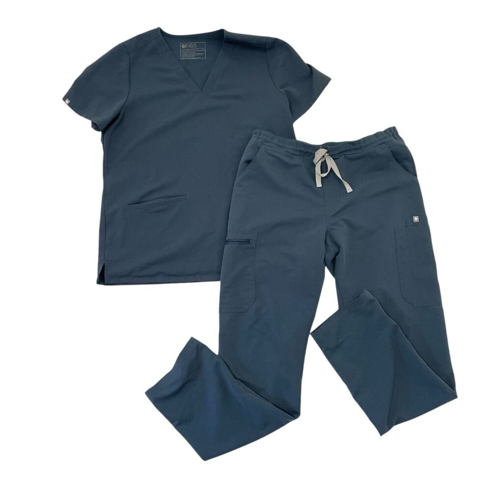 FIGS 2 Piece Set Scrubs Casma Shirt Yola Pants dark harbor Women size Medium